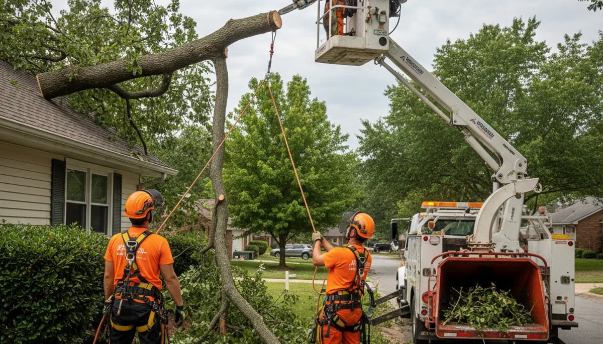 Denver tree service crew removing storm-damaged tree in emergency arbor care</final