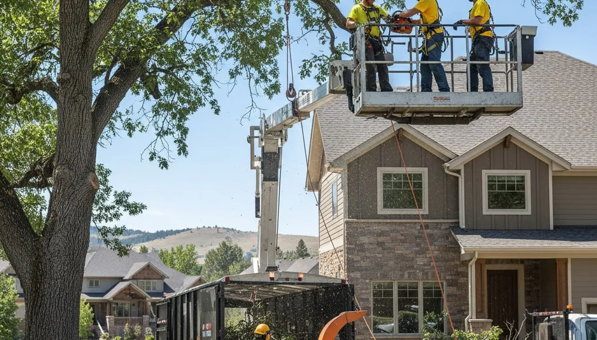 Tree service crew in Denver, CO providing professional tree removal and trimming for local properties