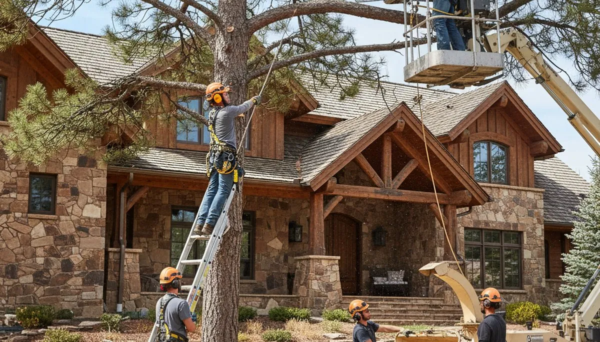 Tree service crew in Denver, CO performing professional tree removal and cleanup