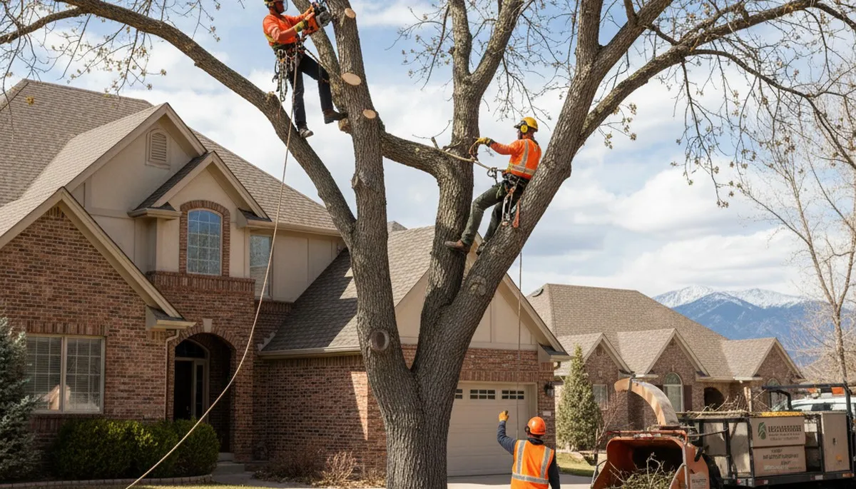 Tree service crew in Denver, CO providing professional tree removal and trimming services